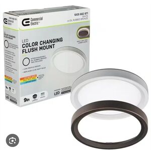 Commercial Electric 9 in. White, Oil Rubbed Bronze Trims 800 Lumens LED Flush M